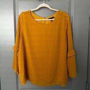 Banana Republic Mustard Yellow Bell Sleeve Blouse